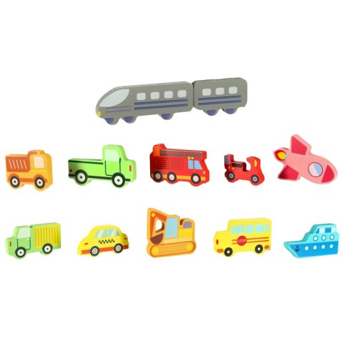 Puzzle układanka edukacyjna drewniana sorter dopasuj kształty pojazdy Puzzle układanka edukacyjna drewniana sorter dopasuj kształty pojazdy