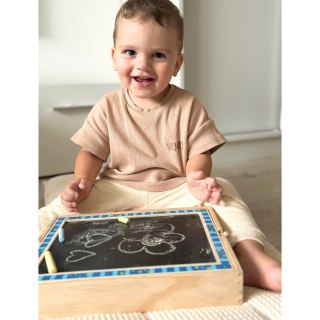 Tooky Toy TOOKY TOY Tablica Magnetyczna Kredowa 2w1 Układanka Puzzle Kształty 117 el. Certyfikat FSC