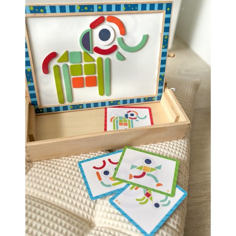Tooky Toy TOOKY TOY Tablica Magnetyczna Kredowa 2w1 Układanka Puzzle Kształty 117 el. Certyfikat FSC