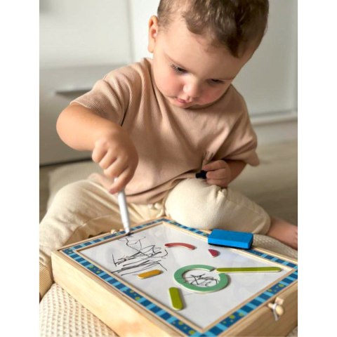 Tooky Toy TOOKY TOY Tablica Magnetyczna Kredowa 2w1 Układanka Puzzle Kształty 117 el. Certyfikat FSC