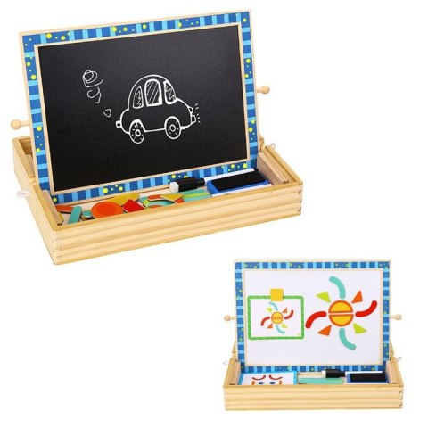 Tooky Toy TOOKY TOY Tablica Magnetyczna Kredowa 2w1 Układanka Puzzle Kształty 117 el. Certyfikat FSC
