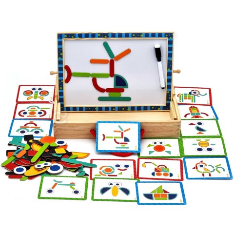Tooky Toy TOOKY TOY Tablica Magnetyczna Kredowa 2w1 Układanka Puzzle Kształty 117 el. Certyfikat FSC