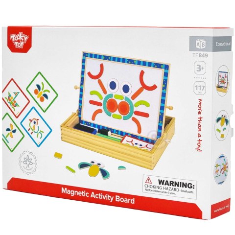 Tooky Toy TOOKY TOY Tablica Magnetyczna Kredowa 2w1 Układanka Puzzle Kształty 117 el. Certyfikat FSC