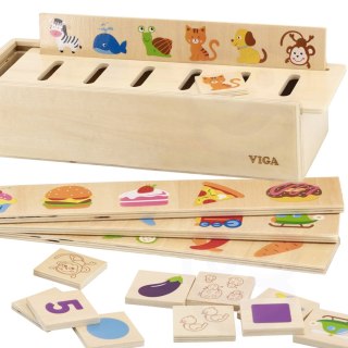 Viga Toys VIGA Drewniany Edukacyjny Sorter Gra Zwierzątka Owoce Warzywa Montessori