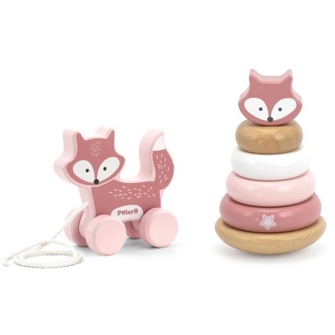 Viga Toys VIGA PolarB Zestaw Lisek Drewniana Piramidka + Lisek do Ciągnięcia