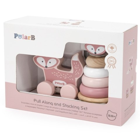 Viga Toys VIGA PolarB Zestaw Lisek Drewniana Piramidka + Lisek do Ciągnięcia