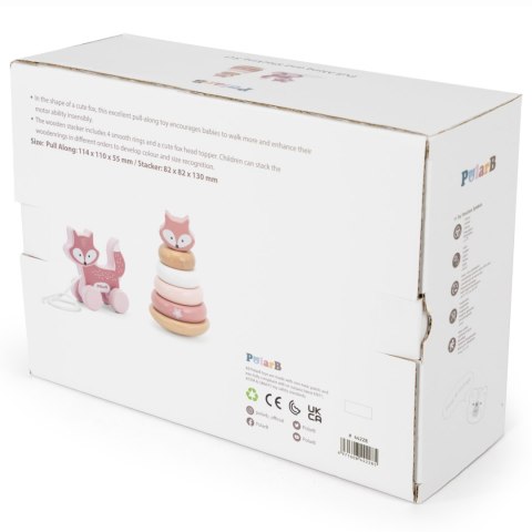 Viga Toys VIGA PolarB Zestaw Lisek Drewniana Piramidka + Lisek do Ciągnięcia