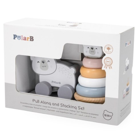 Viga Toys VIGA PolarB Zestaw Miś Polarny Drewniana Piramidka + Miś Polarny do Ciągnięcia