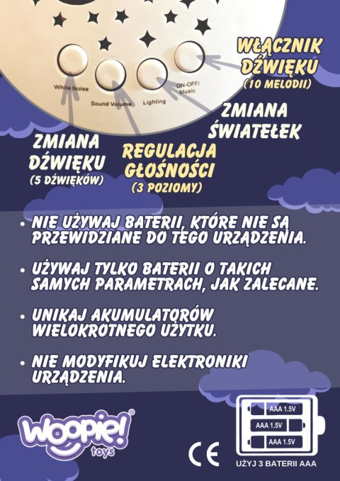 Woopie Baby WOOPIE BABY Przytulanka Usypiacz Projektor 2w1 Miś - 10 Kołysanek