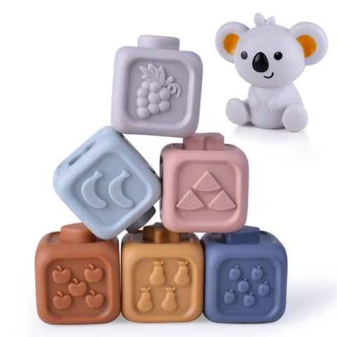 Woopie WOOPIE BABY Zestaw Edukacyjna Piramdka Klocki Sensoryczne 2w1 Gryzak Cyferki