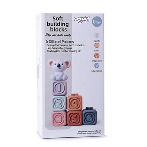 Woopie WOOPIE BABY Zestaw Edukacyjna Piramdka Klocki Sensoryczne 2w1 Gryzak Cyferki