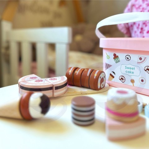 Tooky Toy TOOKY TOY Sweet Cake Drewniany Zestaw Słodkości w Pudełku Cukiernia Lodziarnia