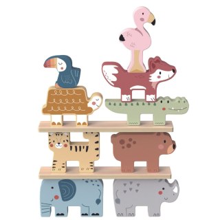 Tooky Toy TOOKY TOY Drewniane Klocki Układanka Zwierzątka Montessori 9 el.