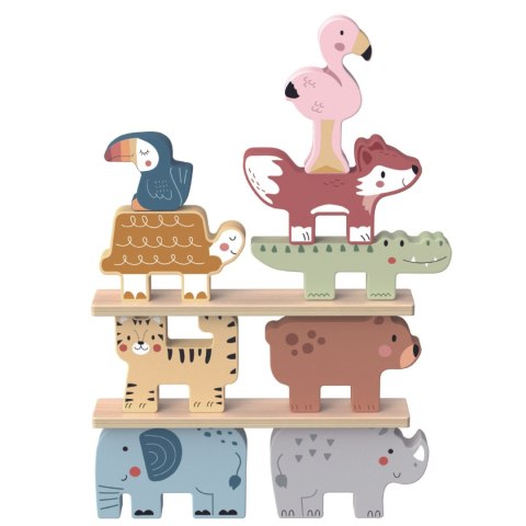 Tooky Toy TOOKY TOY Drewniane Klocki Układanka Zwierzątka Montessori 9 el.