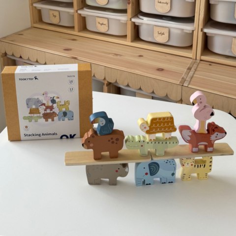 Tooky Toy TOOKY TOY Drewniane Klocki Układanka Zwierzątka Montessori 9 el.