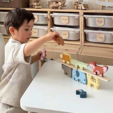 Tooky Toy TOOKY TOY Drewniane Klocki Układanka Zwierzątka Montessori 9 el.