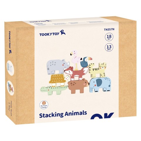 Tooky Toy TOOKY TOY Drewniane Klocki Układanka Zwierzątka Montessori 9 el.