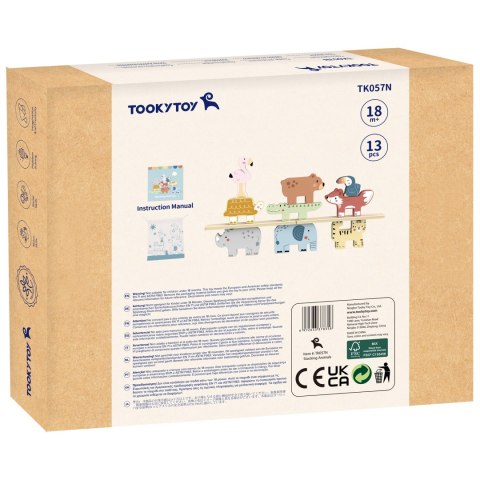 Tooky Toy TOOKY TOY Drewniane Klocki Układanka Zwierzątka Montessori 9 el.