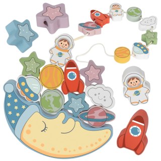 Tooky Toy TOOKY TOY Kosmiczny Śpiący Księżyc Balansująca Układanka Drewniana Nawlekanka Montessori Kosmos