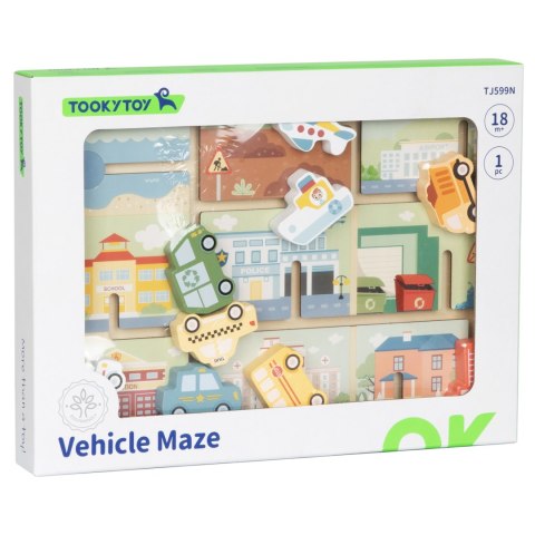 Tooky Toy TOOKY TOY Labirynt Drewniany Pojazdy Układanka Tooky Toy TOOKY TOY Labirynt Drewniany Pojazdy Układanka