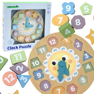 Tooky Toy TOOKY TOY Zegar Drewniana Zabawka Edukacyjna Nauka Czasu Kształtów