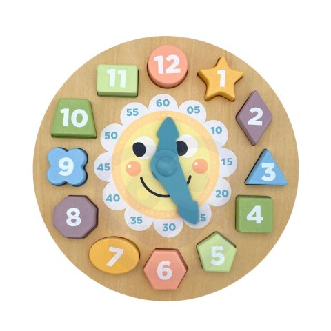 Tooky Toy TOOKY TOY Zegar Drewniana Zabawka Edukacyjna Nauka Czasu Kształtów Tooky Toy TOOKY TOY Zegar Drewniana Zabawka Edukacyjna Nauka Czasu Kształtów
