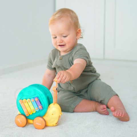 Woopie WOOPIE Ślimak do Ciągnięcia 4w1 Cymbałki Zębatki Sensoryczne Wyrzutnia + Małe Autko