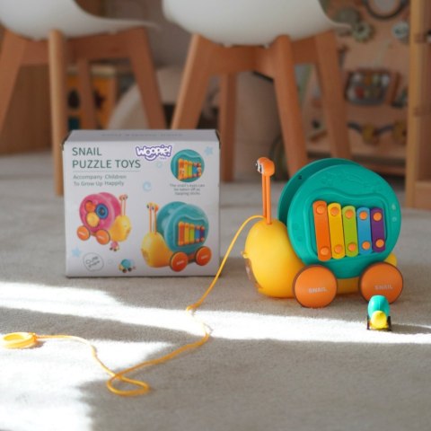 Woopie WOOPIE Ślimak do Ciągnięcia 4w1 Cymbałki Zębatki Sensoryczne Wyrzutnia + Małe Autko