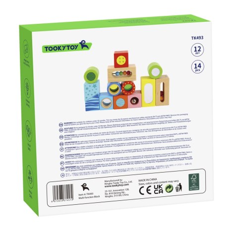 Tooky Toy TOOKY TOY Drewniane Pudełko Klocki Sensoryczne Układanka Multifunkcyjna Kształty Dźwięk Dotyk 12 el. Tooky Toy TOOKY TOY Drewniane Pudełko Klocki Sensoryczne Układanka Multifunkcyjna Kształty Dźwięk Dotyk 12 el.