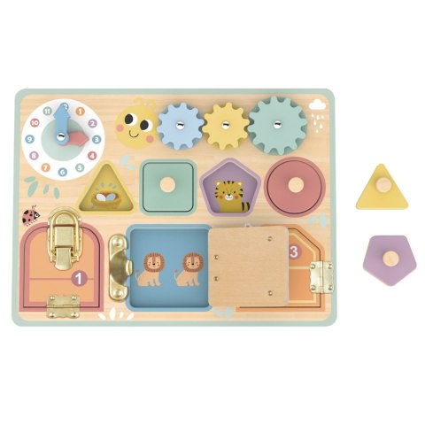 Tooky Toy TOOKY TOY Tablica Manipulacyjna Zamki Zębatki Sorter Zegar Tooky Toy TOOKY TOY Tablica Manipulacyjna Zamki Zębatki Sorter Zegar