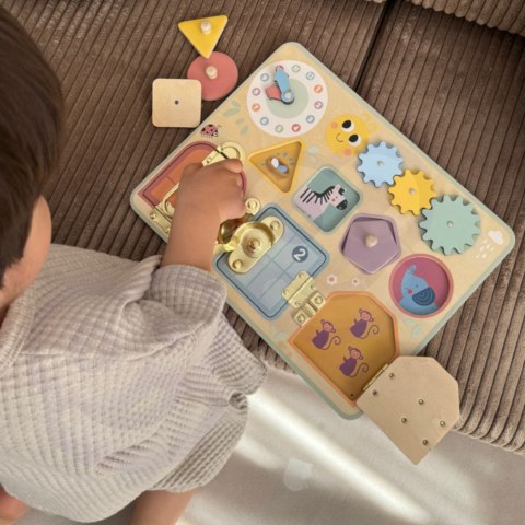 Tooky Toy TOOKY TOY Tablica Manipulacyjna Zamki Zębatki Sorter Zegar Tooky Toy TOOKY TOY Tablica Manipulacyjna Zamki Zębatki Sorter Zegar
