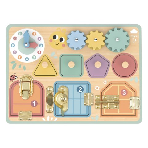 Tooky Toy TOOKY TOY Tablica Manipulacyjna Zamki Zębatki Sorter Zegar Tooky Toy TOOKY TOY Tablica Manipulacyjna Zamki Zębatki Sorter Zegar