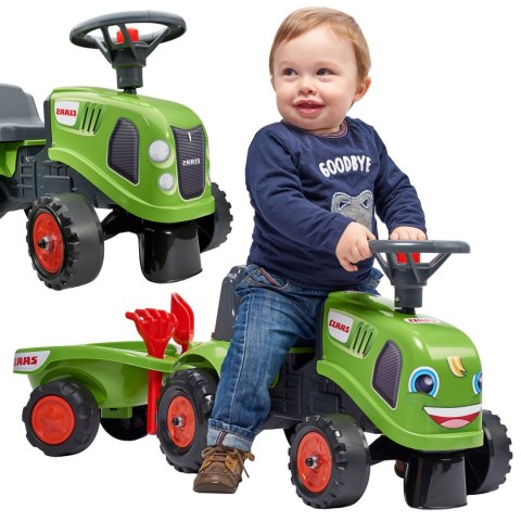 FALK FALK Traktorek Baby Claas Zielony z Przyczepką + akc. od 1 roku
