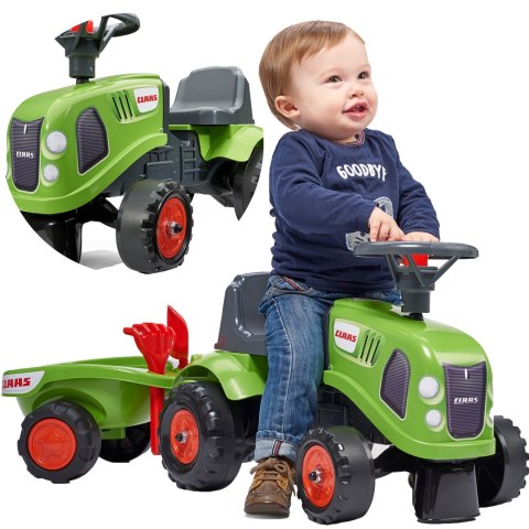 FALK FALK Traktorek Baby Claas Zielony z Przyczepką + akc. od 1 roku