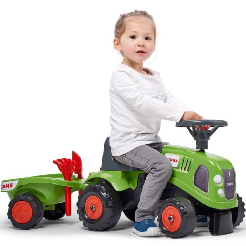 FALK FALK Traktorek Baby Claas Zielony z Przyczepką + akc. od 1 roku