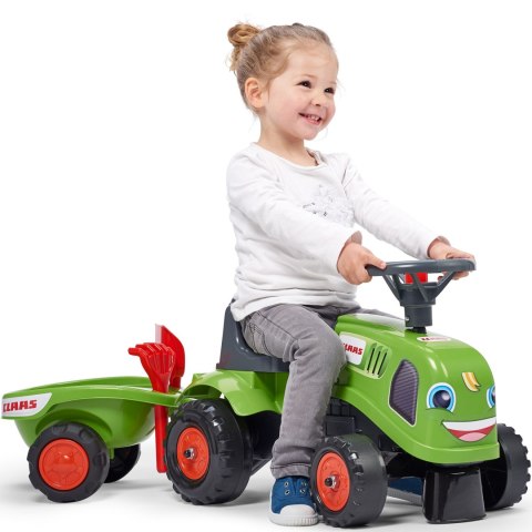 FALK FALK Traktorek Baby Claas Zielony z Przyczepką + akc. od 1 roku