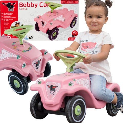 Big BIG Jeździk Bobby Car Classic Flower Różowy
