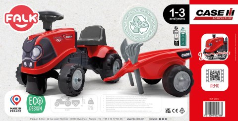 FALK FALK Jeździk Traktorek Baby Case IH Ride-On Czerwony z Przyczepką + akc. od 12 miesięcy