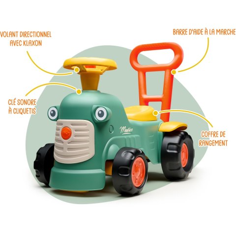 FALK FALK Maurice Traktorek Jeździk Zielony Pchacz Odpychacz Schowek od 1 roku