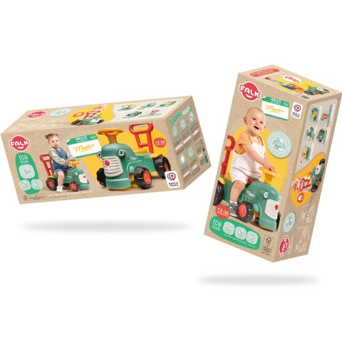 FALK FALK Maurice Traktorek Jeździk Zielony Pchacz Odpychacz Schowek od 1 roku