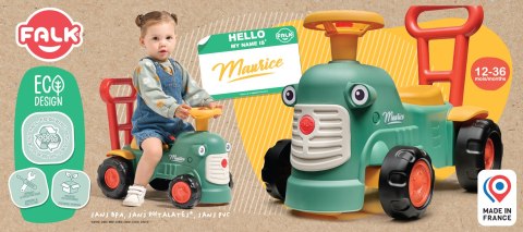 FALK FALK Maurice Traktorek Jeździk Zielony Pchacz Odpychacz Schowek od 1 roku