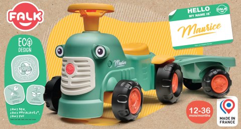 FALK FALK Traktorek Baby Maurice Zielony Vintage z Przyczepką od 1 roku