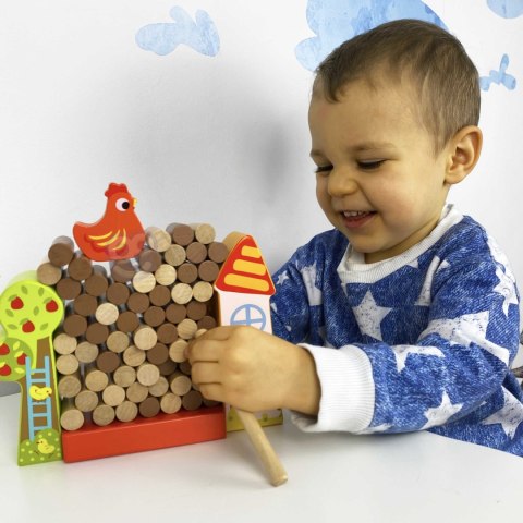 Tooky Toy TOOKY TOY Gra Zręcznościowa Spadająca Kura Drewniana Farma