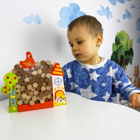 Tooky Toy TOOKY TOY Gra Zręcznościowa Spadająca Kura Drewniana Farma