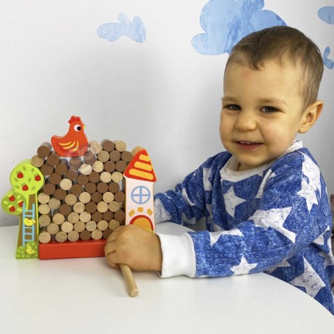 Tooky Toy TOOKY TOY Gra Zręcznościowa Spadająca Kura Drewniana Farma
