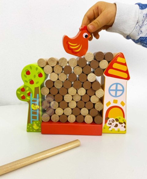 Tooky Toy TOOKY TOY Gra Zręcznościowa Spadająca Kura Drewniana Farma