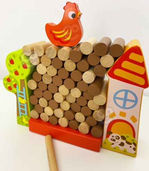 Tooky Toy TOOKY TOY Gra Zręcznościowa Spadająca Kura Drewniana Farma