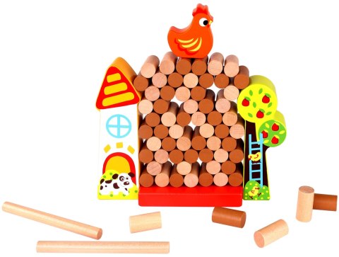 Tooky Toy TOOKY TOY Gra Zręcznościowa Spadająca Kura Drewniana Farma