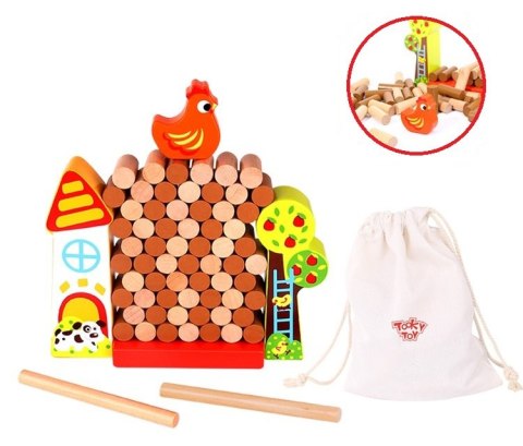 Tooky Toy TOOKY TOY Gra Zręcznościowa Spadająca Kura Drewniana Farma