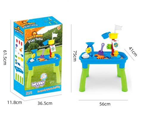 Woopie WOOPIE Stolik Wodny 2w1 Piaskownica Statek Piracki 6 akc.